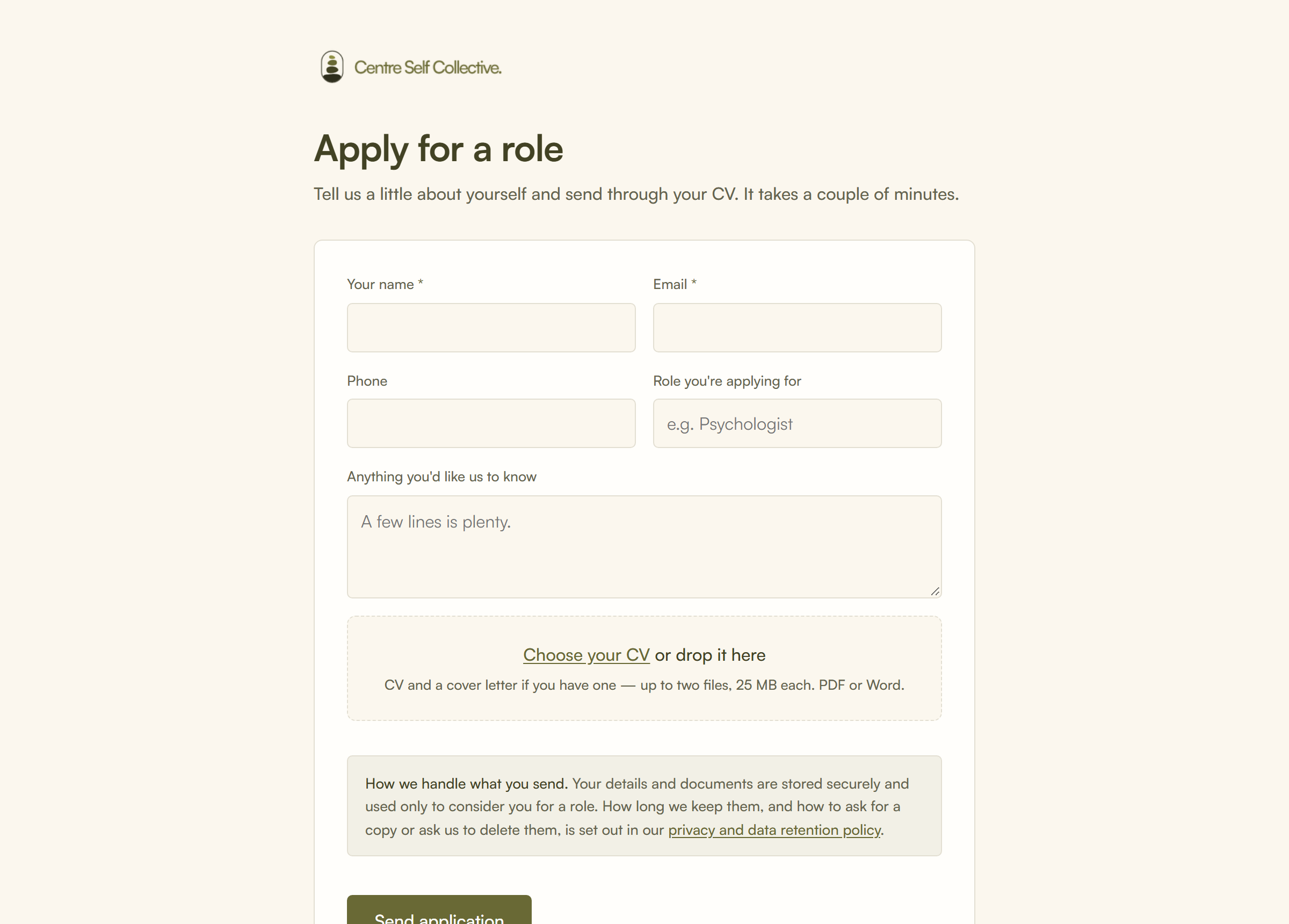 The public application form